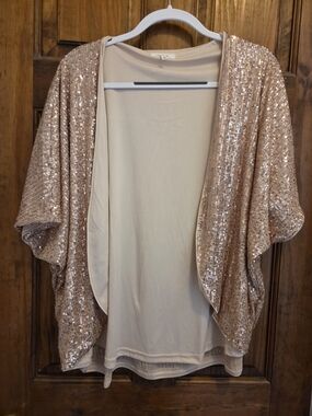 Maurices Rose Gold Kimono Draped Top, One Size Fits Most